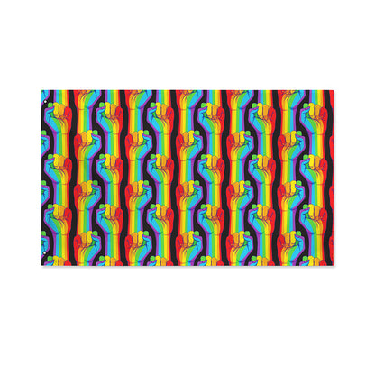Gay Pride Hand Sign Pattern Print Polyester Flag