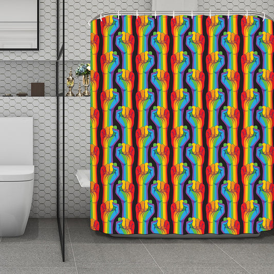 Gay Pride Hand Sign Pattern Print Polyester Shower Curtain