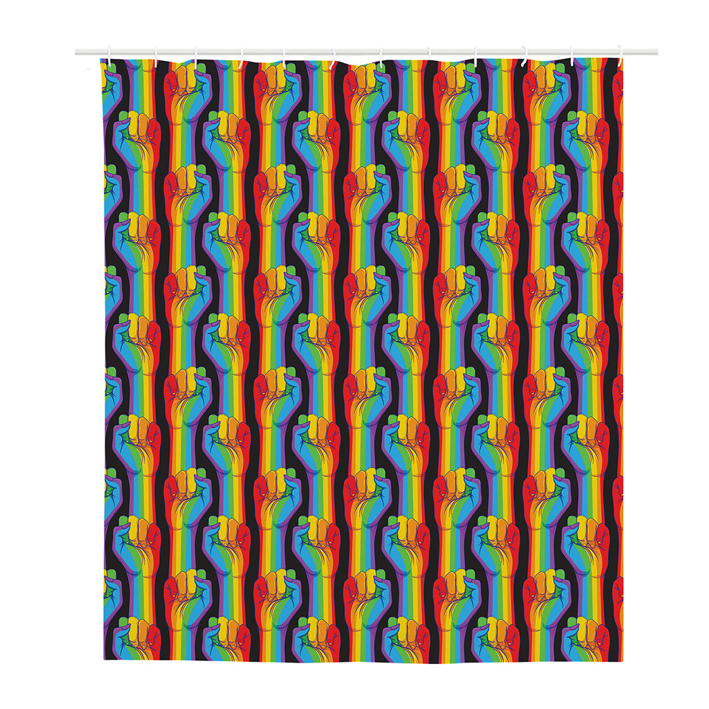 Gay Pride Hand Sign Pattern Print Polyester Shower Curtain