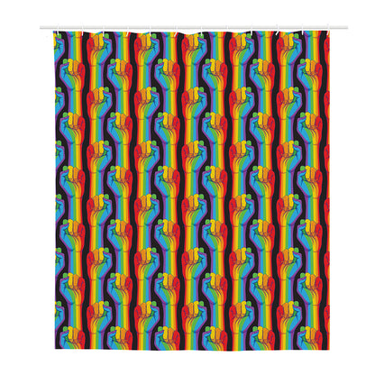 Gay Pride Hand Sign Pattern Print Polyester Shower Curtain