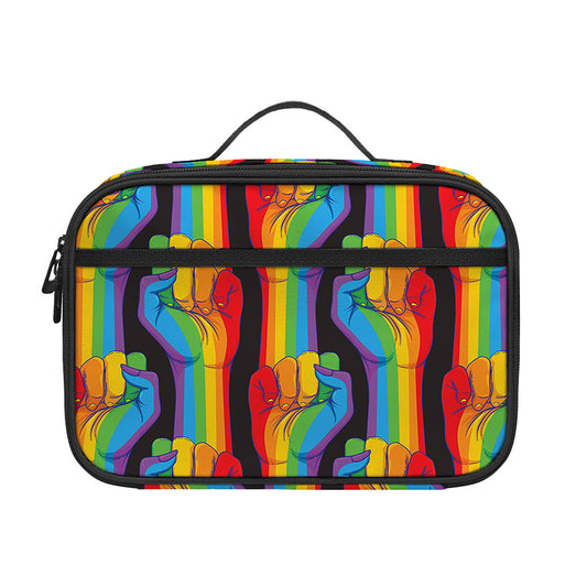 Gay Pride Hand Sign Pattern Print Portable Lunch Bag