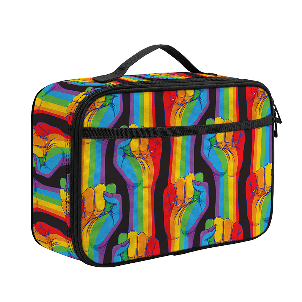 Gay Pride Hand Sign Pattern Print Portable Lunch Bag