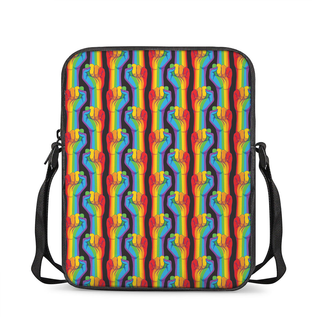 Gay Pride Hand Sign Pattern Print Rectangular Crossbody Bag