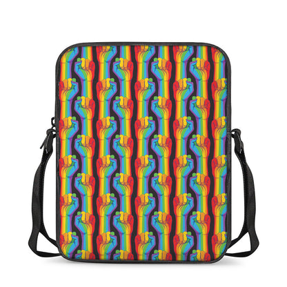 Gay Pride Hand Sign Pattern Print Rectangular Crossbody Bag