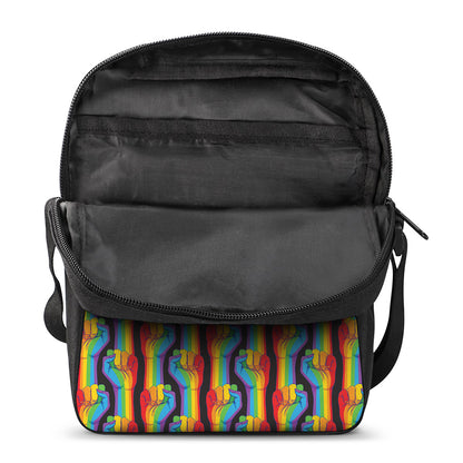 Gay Pride Hand Sign Pattern Print Rectangular Crossbody Bag