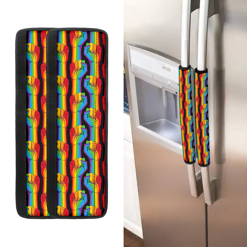 Gay Pride Hand Sign Pattern Print Refrigerator Handle Covers