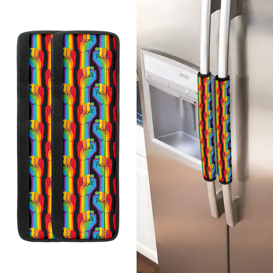 Gay Pride Hand Sign Pattern Print Refrigerator Handle Covers