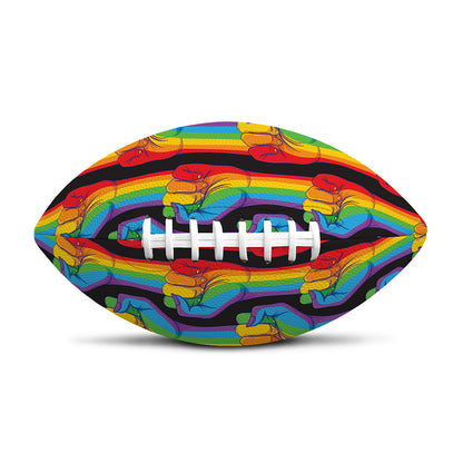 Gay Pride Hand Sign Pattern Print Rugby Ball