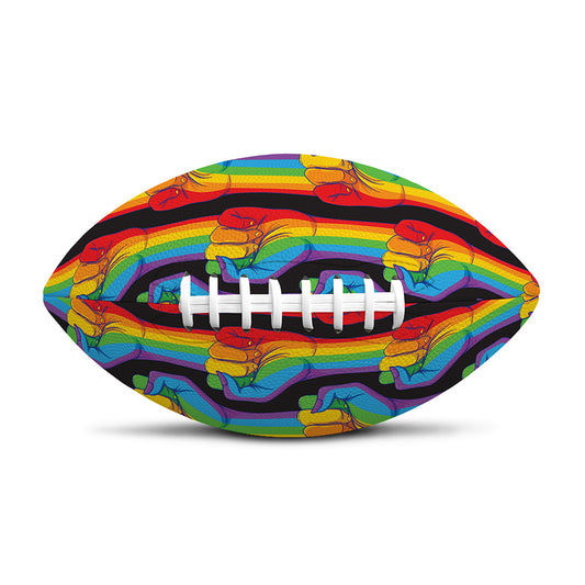 Gay Pride Hand Sign Pattern Print Rugby Ball