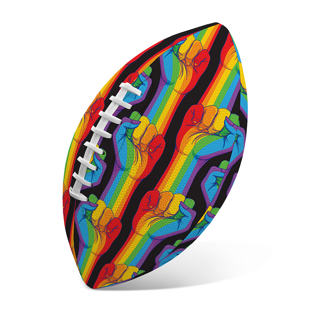 Gay Pride Hand Sign Pattern Print Rugby Ball