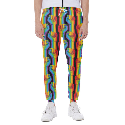 Gay Pride Hand Sign Pattern Print Scuba Joggers