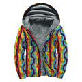 Gay Pride Hand Sign Pattern Print Sherpa Lined Zip Up Hoodie