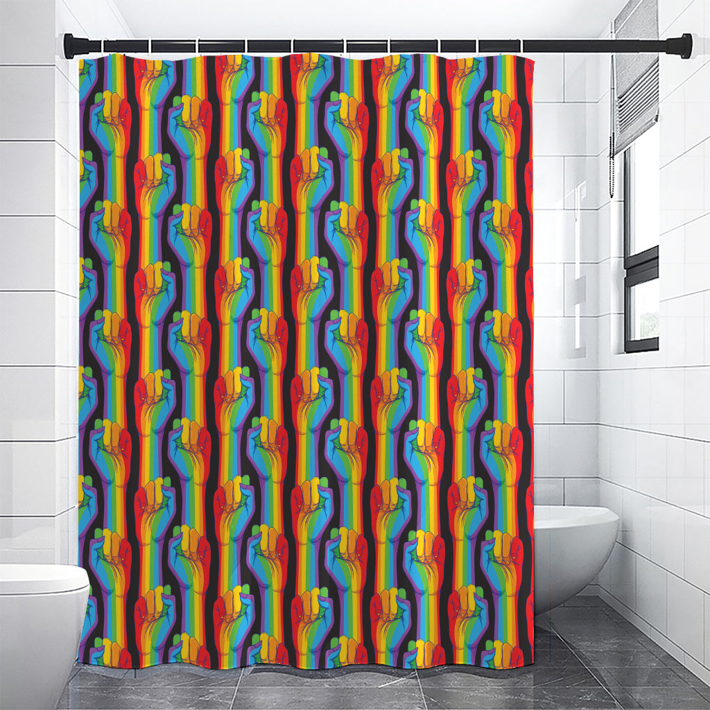 Gay Pride Hand Sign Pattern Print Shower Curtain