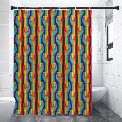 Gay Pride Hand Sign Pattern Print Shower Curtain