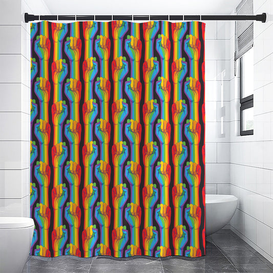 Gay Pride Hand Sign Pattern Print Shower Curtain