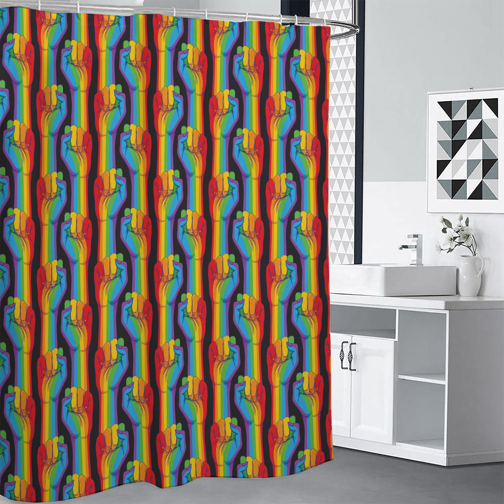 Gay Pride Hand Sign Pattern Print Shower Curtain