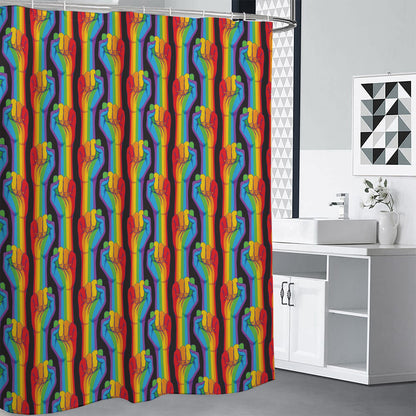 Gay Pride Hand Sign Pattern Print Shower Curtain