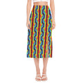 Gay Pride Hand Sign Pattern Print Side Slit Midi Skirt