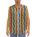 Gay Pride Hand Sign Pattern Print Sleeveless Baseball Jersey