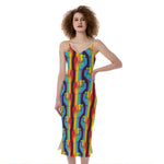 Gay Pride Hand Sign Pattern Print Slim Fit Midi Cami Dress