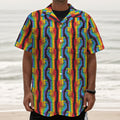 Gay Pride Hand Sign Pattern Print Textured Short Sleeve Shirt