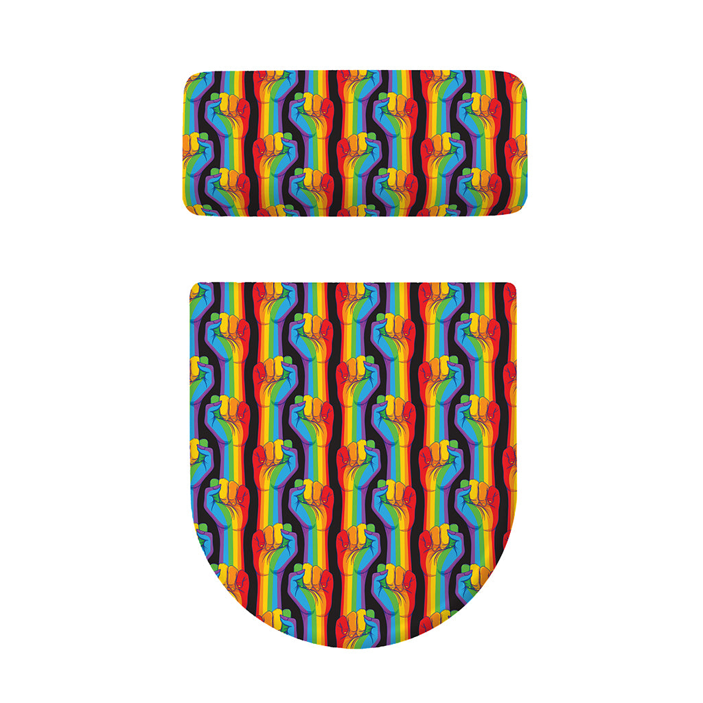 Gay Pride Hand Sign Pattern Print Toilet Lid And Tank Cover Set