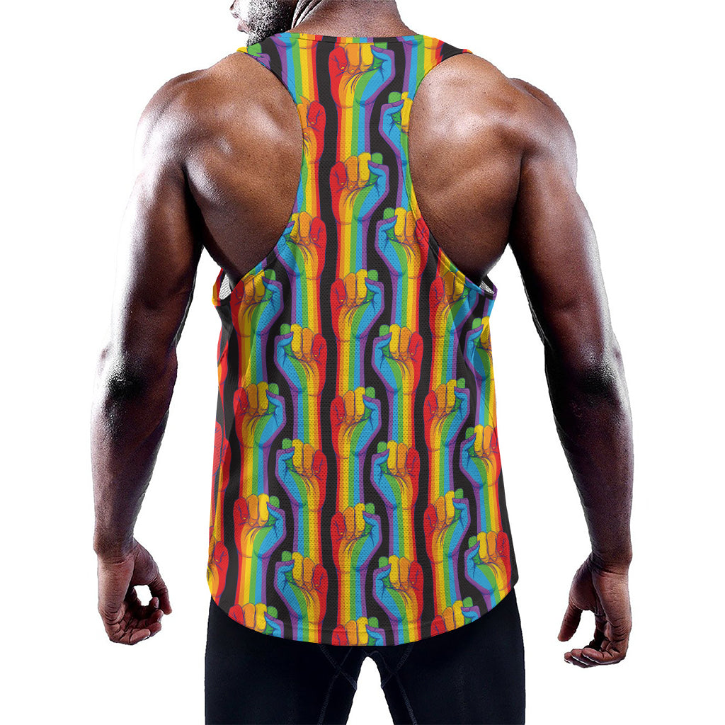 Gay Pride Hand Sign Pattern Print Training Tank Top