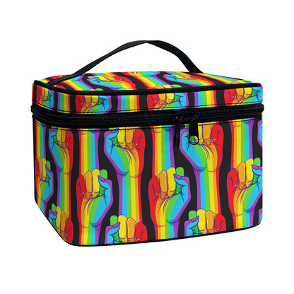 Gay Pride Hand Sign Pattern Print Travel Makeup Bag