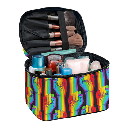 Gay Pride Hand Sign Pattern Print Travel Makeup Bag