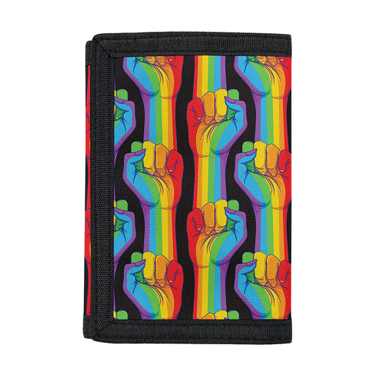 Gay Pride Hand Sign Pattern Print Trifold Wallet
