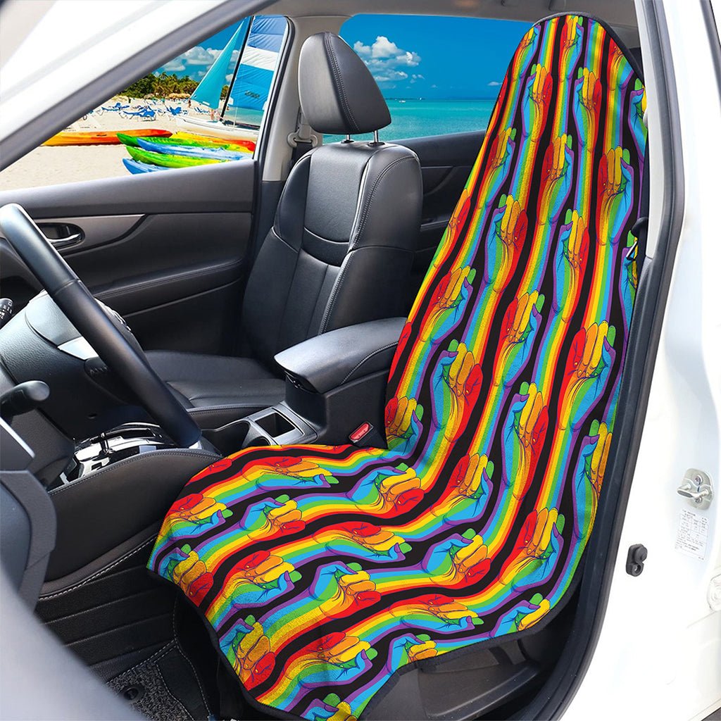 Gay Pride Hand Sign Pattern Print Waterproof Car Seat Cover