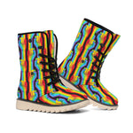 Gay Pride Hand Sign Pattern Print Winter Boots