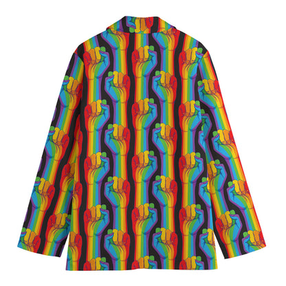 Gay Pride Hand Sign Pattern Print Women's Blazer