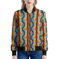 Gay Pride Hand Sign Pattern Print Women's Bomber Jacket