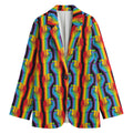 Gay Pride Hand Sign Pattern Print Women's Cotton Blazer