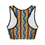 Gay Pride Hand Sign Pattern Print Women's Sports Bra
