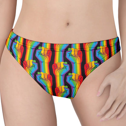 Gay Pride Hand Sign Pattern Print Women's Thong