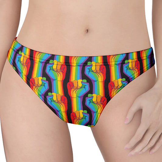 Gay Pride Hand Sign Pattern Print Women's Thong