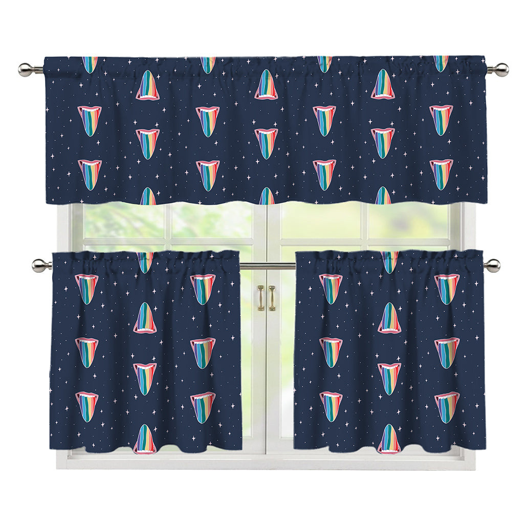 Gay Pride Tongue Pattern Print 3 Piece Kitchen Curtains
