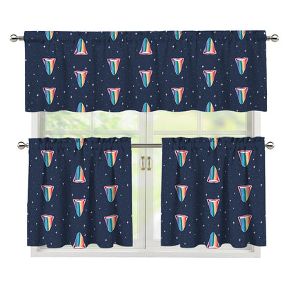 Gay Pride Tongue Pattern Print 3 Piece Kitchen Curtains