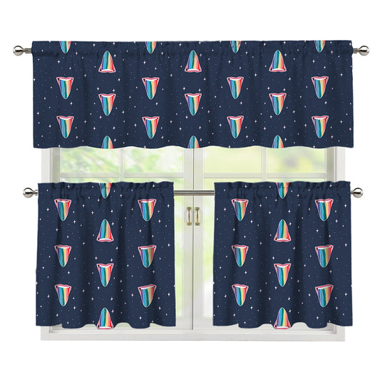 Gay Pride Tongue Pattern Print 3 Piece Kitchen Curtains