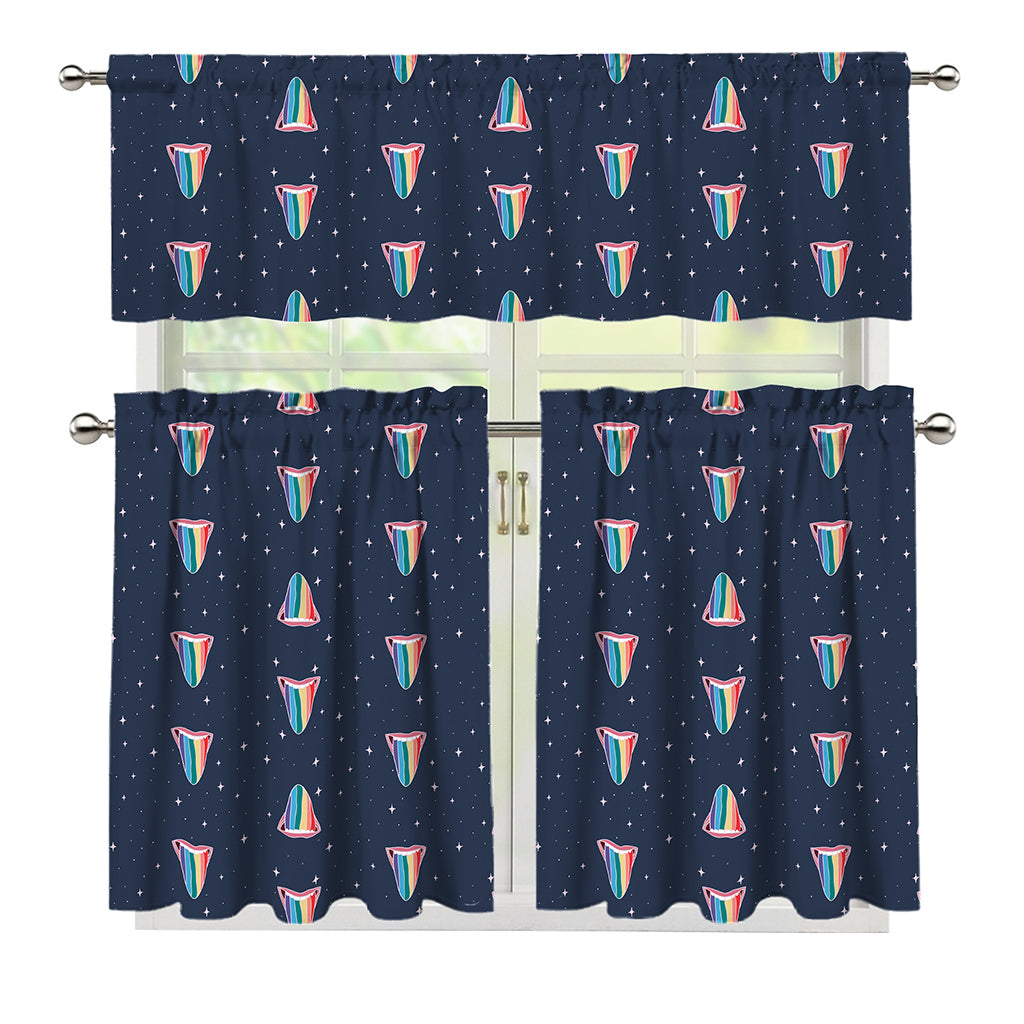 Gay Pride Tongue Pattern Print 3 Piece Kitchen Curtains