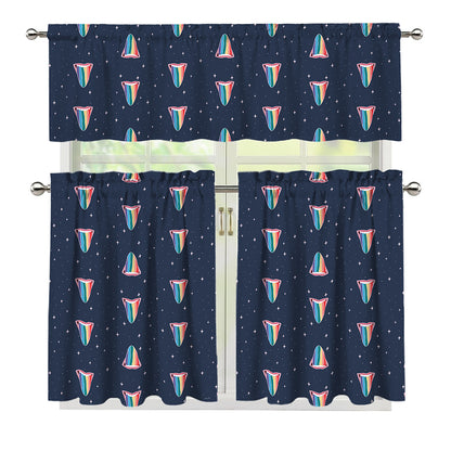Gay Pride Tongue Pattern Print 3 Piece Kitchen Curtains