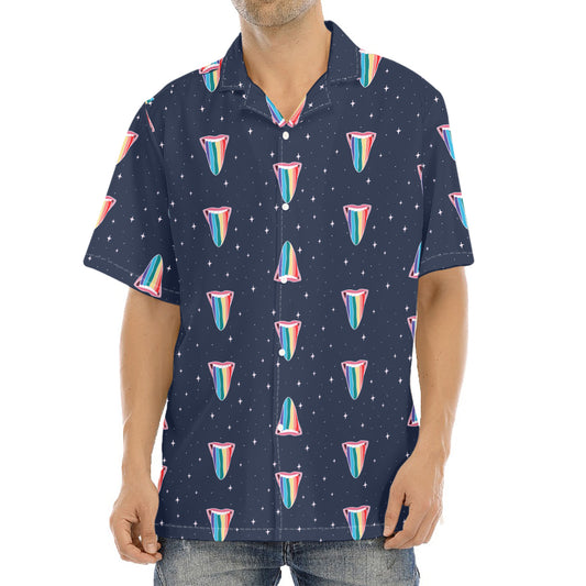 Gay Pride Tongue Pattern Print Aloha Shirt