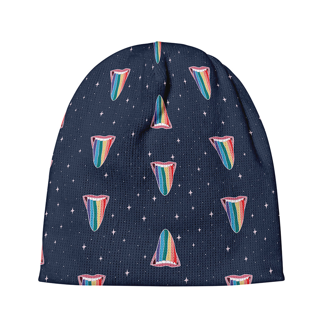 Gay Pride Tongue Pattern Print Beanie