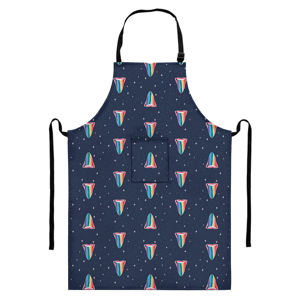 Gay Pride Tongue Pattern Print Bib Apron With Pocket