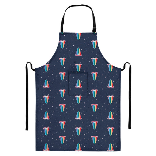 Gay Pride Tongue Pattern Print Bib Apron With Pocket