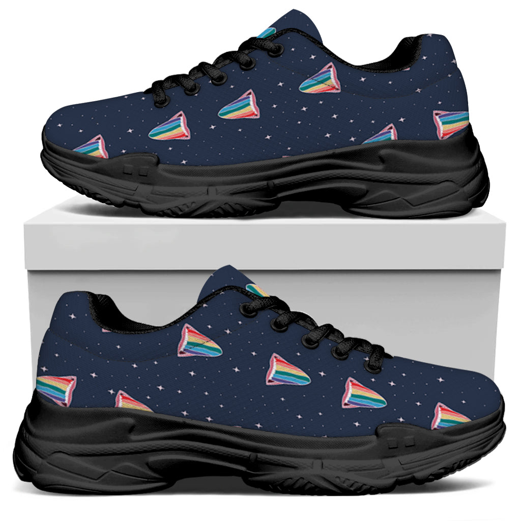 Gay Pride Tongue Pattern Print Black Chunky Shoes