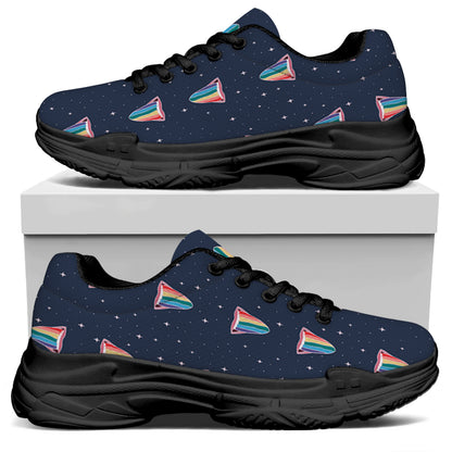 Gay Pride Tongue Pattern Print Black Chunky Shoes