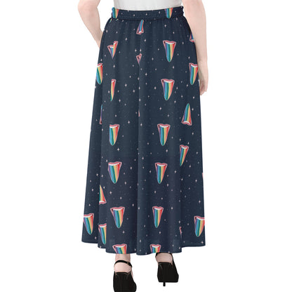 Gay Pride Tongue Pattern Print Chiffon Maxi Skirt